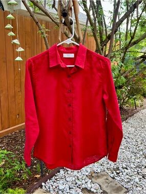 UNIQLO Premium Linen Shirt in RED